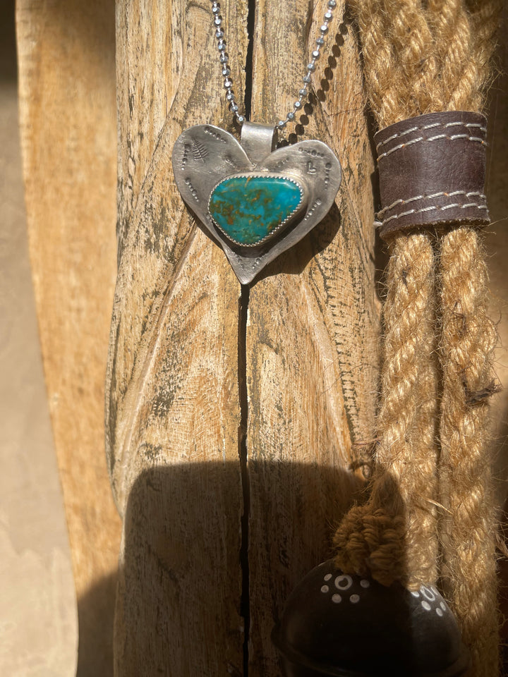 Deep Green Turquoise Heart Pendant