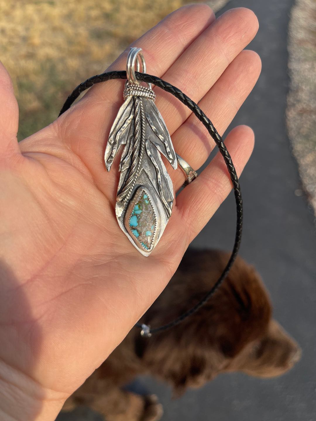 Redweb Feather Pendant