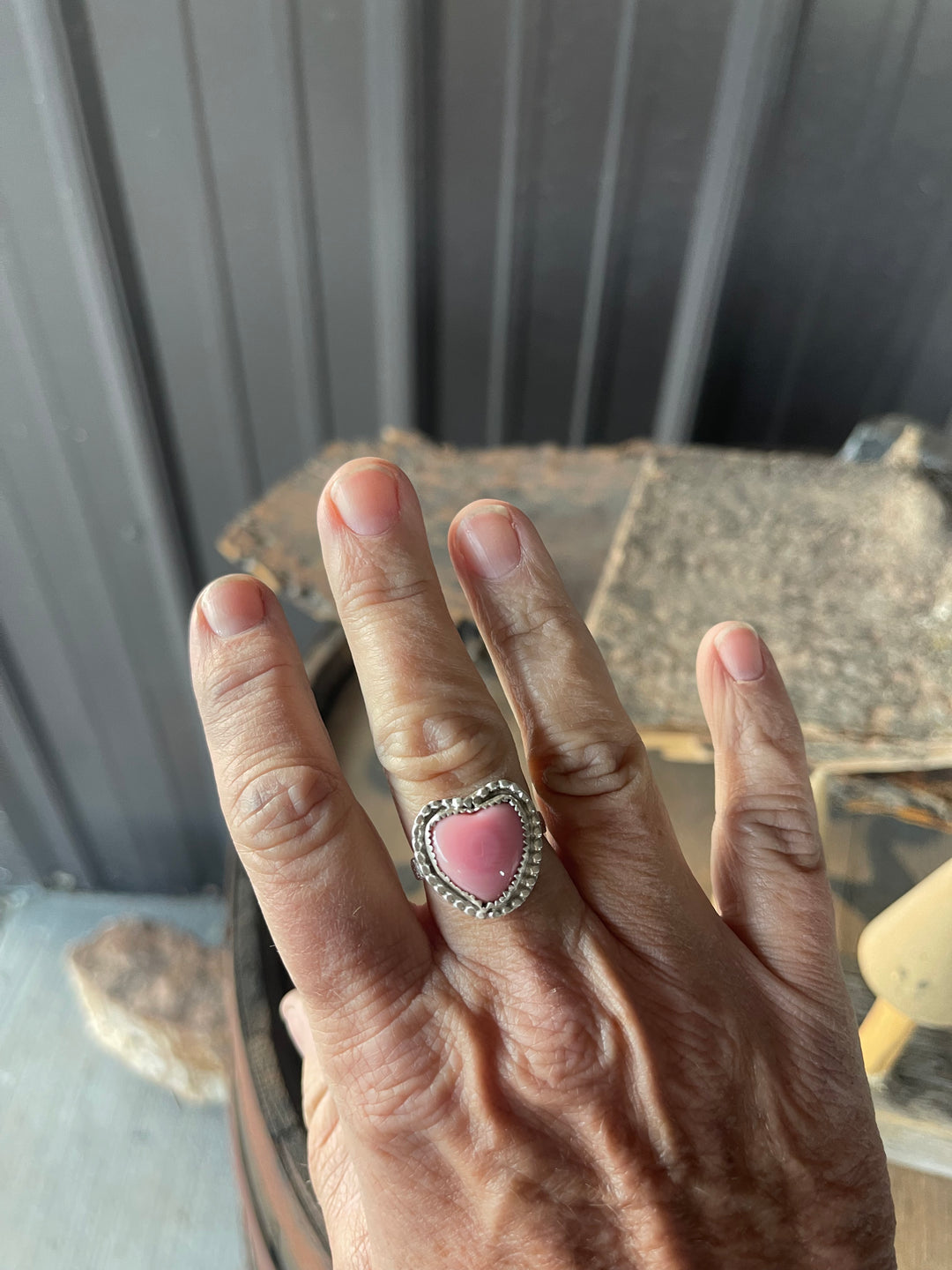 Pink Conch Heart Ring