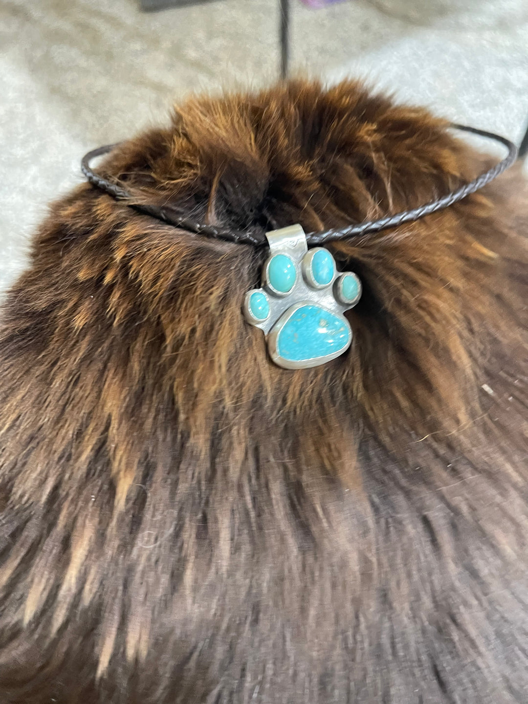 Turquoise Dog Paw Pendant