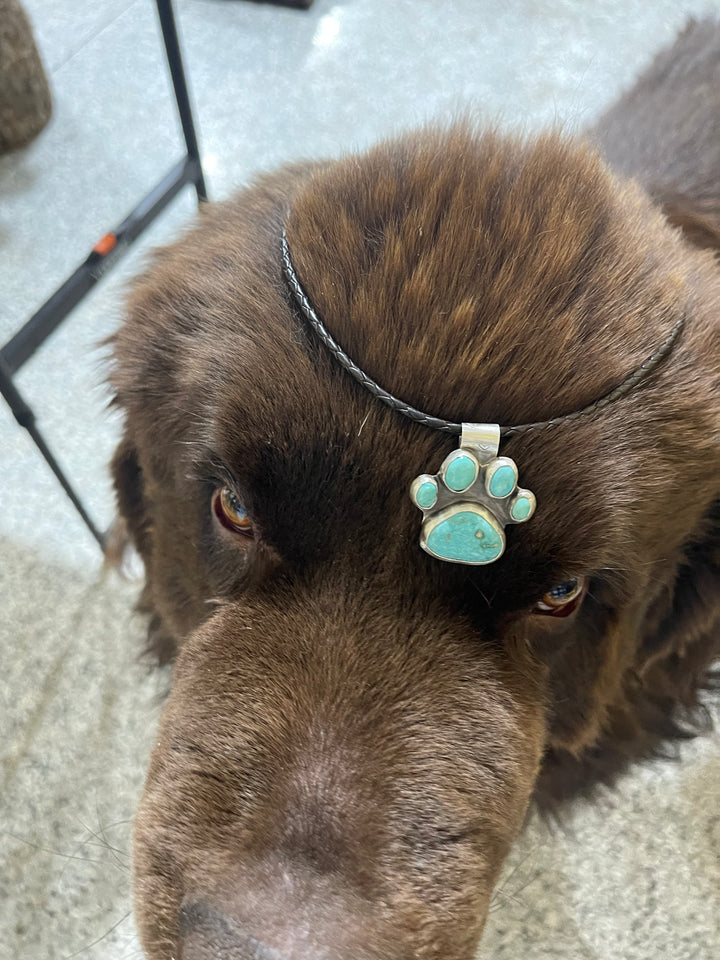 Turquoise Dog Paw Pendant